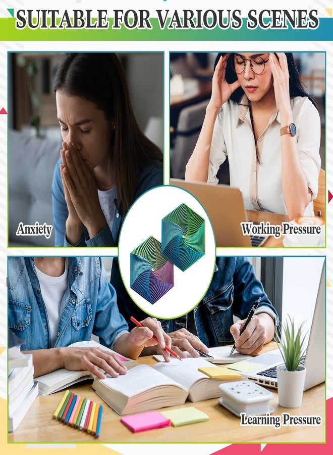 Seenelling 2 Pcs Fractal Fidget Hexagon 4.72 Inch 3D Printed Anti Stress Sensory Tool for Adults Mindful Meditation Tool Geometric Hexagon Spiral for Anxiety Relief Christmas Birthday Gift(Multicolor) - Image 3